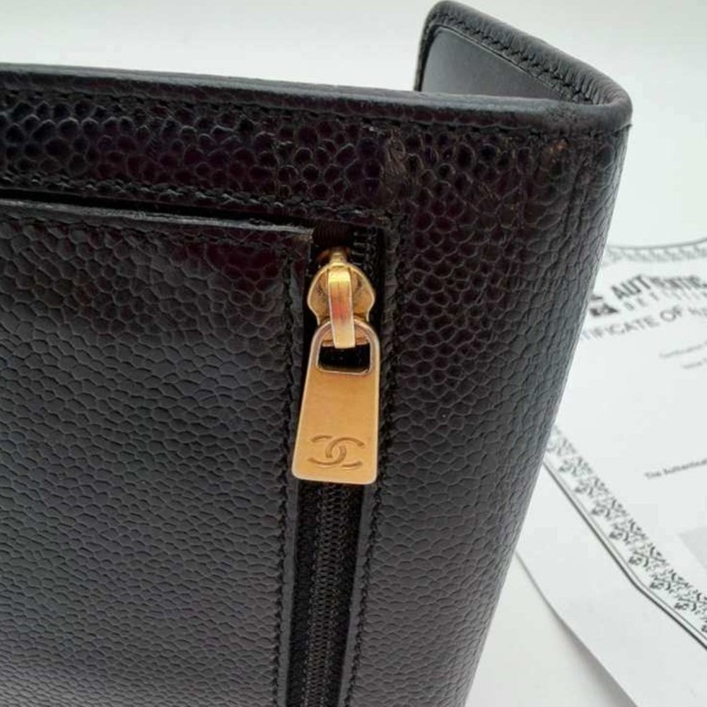 Chanel CC Black Caviar Leather Wallet Authentic Vintage With Certificate - Picture 8 of 16